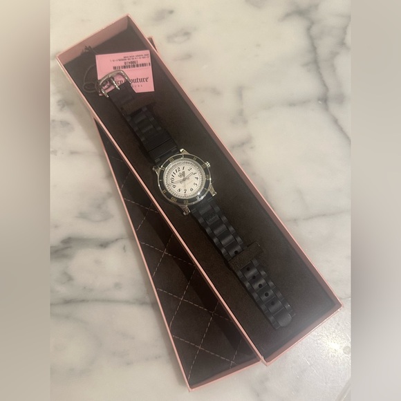 2005 JUICY COUTURE Glamor Watch with Black Rubber Strap & Swarovski Crystals - Picture 9 of 15